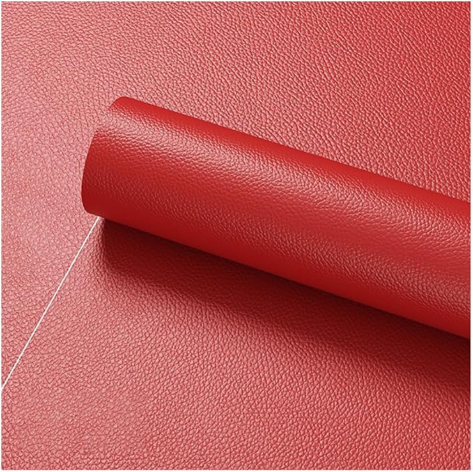 Faux Leather Repair Patch 19.7 × 118In,Red Self - Adhesive Leather Repair, 2.5MM Thick Upholstery Leather for Upholstery Crafts, DIY Sewing, Sofas, Furniture, Car Seats, Chairs(1Pcs)