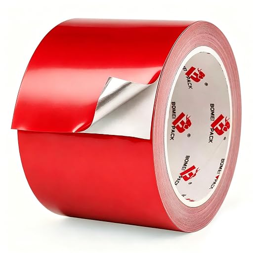 BOMEI PACK Aluminum Foil Tape,Heavy Duty Metal Foil Duct Tape (Red, 3 Inch)