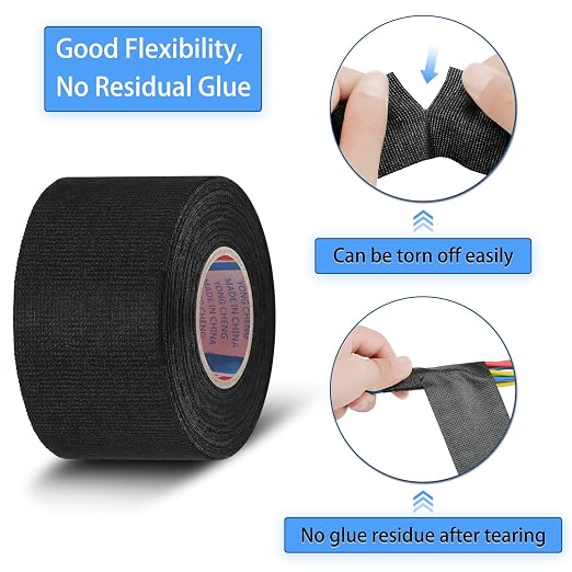 Outus Wire Harness Cloth Electrical Tape Wire Loom Harness Automotive Heat Proof Cloth Tape for Automotive Electrical Wrap Protection Insulation Cable Fixed(12 Roll,2 Inch X 49.2 ft)