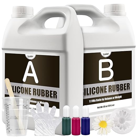 Silicone Mold Making Kit - 170oz Translucent Liquid Silicone Rubber with 3 Color Pigments, 1:1 Mixing for Mold Making, Fast Curing Molding Casting Kit for Resin, Candle Molds, Soap Molds, DIY, Plaster