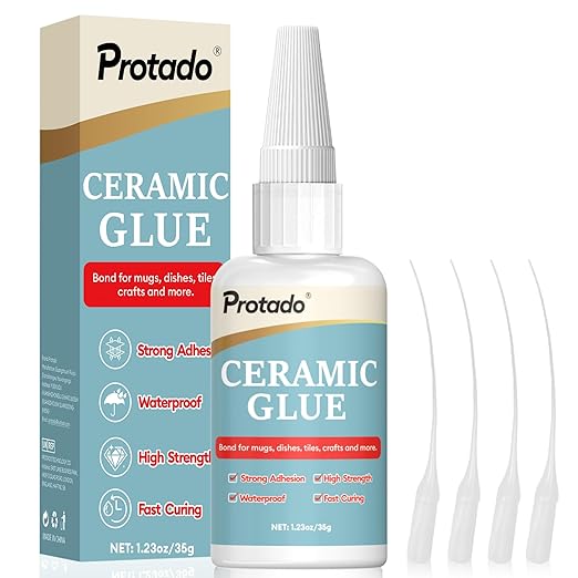 Ceramic Glue, 35g Heavy Duty Super Strong Clear Glue, Waterproof Heat Resistant Adhesive for Ceramic Bonding, Repair, Porcelain, Tile, Pottery, Mugs, Dishes, DlY Kits