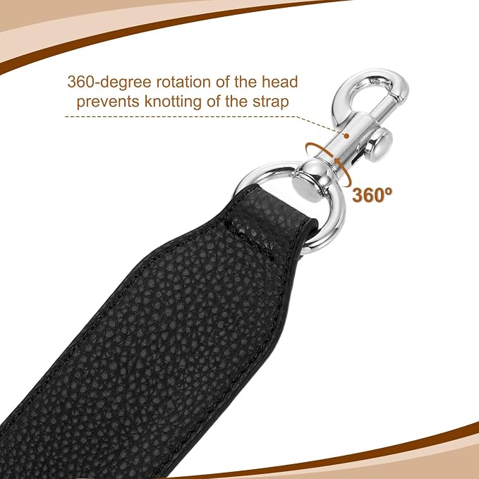 uxcell 22.83 Inch PU Leather Short Bag Strap with Clasp, Purse Handles Handbags Replacement Straps for Clutch Bag Crossbody Underarm Bags, Black, Silver Buckle
