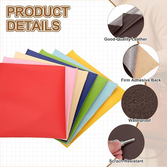MECCANIXITY 3 Pcs Leather Repair Patch 10"x12" Self-Adhesive Leather Vinyl Repair Tape Kit for Furniture Couches Sofa Chair Car Boat Seats Jackets, Dark Brown