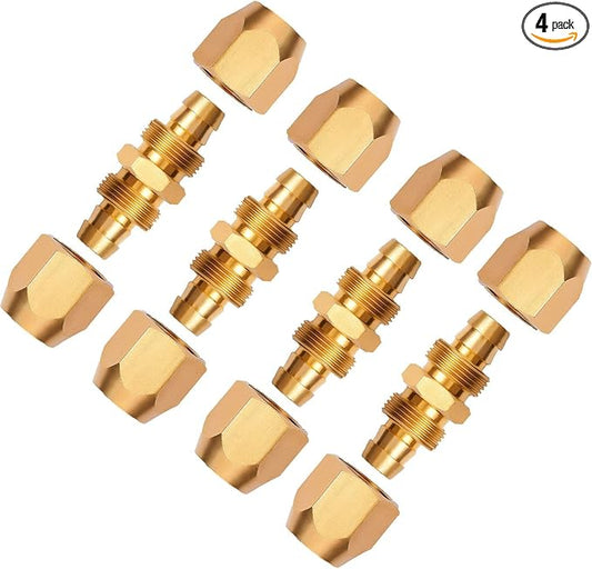4 Pack Soild Brass HPT Air Reusable Hose Splicer Repair Kit,Air Hose Fitting for 1/4-Inch ID Hose