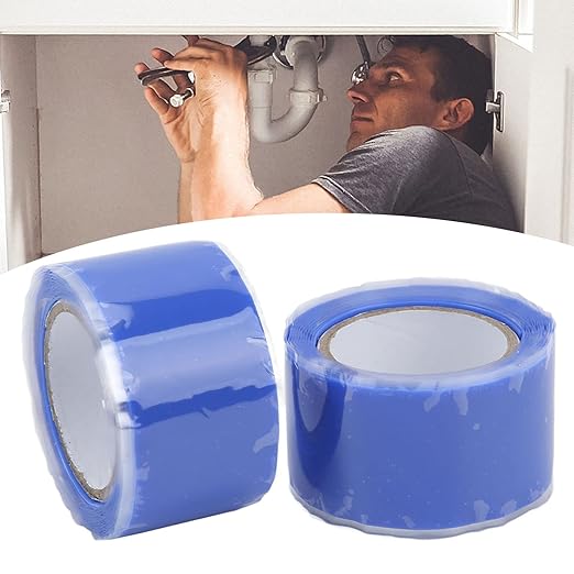 Self Fusing Silicone Tape, Waterproof Insulation Adhesive Tape, 2 Rolls 1.5m x 2.5cm - Heat, Easy Tear, Durable Pipe and Hose Repair Solution (Blue)