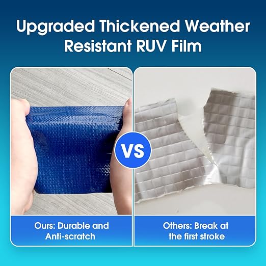 Blue Duct Tape Heavy Duty Waterproof for Solar Pool Cover Patch 2in x 16ft | Weatherproof Sealing Tape, Strong Adhesive UV Resistant Leak Repair Tape, All Weather Tape for Pool Liner, Roof, RV Awning