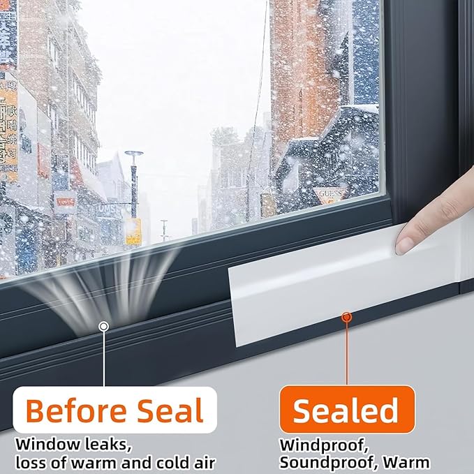 ZOMPAGO Strong Adhesive Cloth Weather Stripping Tape for Sliding Windows and Door Frames - 2Roll,1.8inx33FT,White,Seal Strip for Soundproofing,Dustproof, Waterproof,and Windproof-Durable
