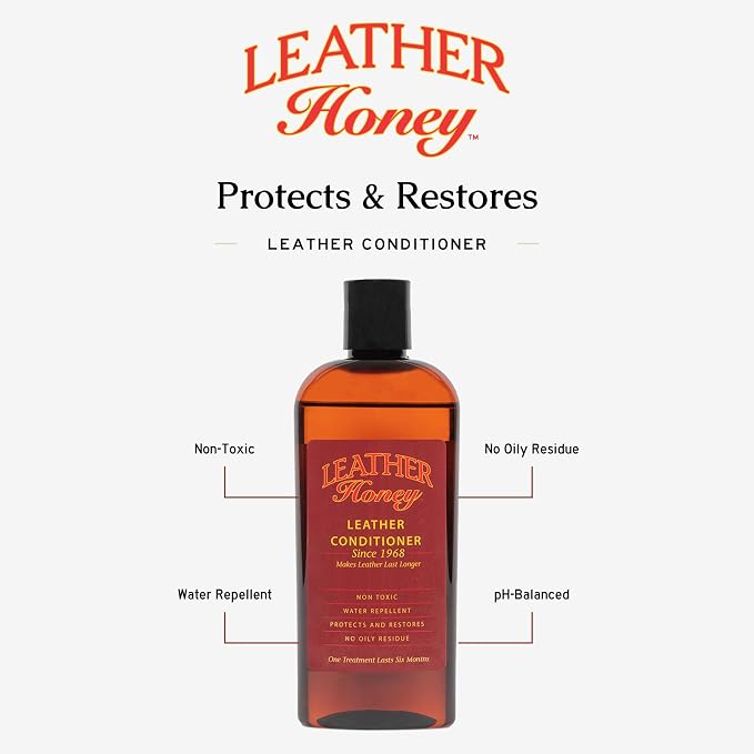 Leather Honey Leather Conditioner, Since 1968. For All Leather Items Including Auto, Furniture, Shoes, Purses and Tack. Non-Toxic and Made in the USA / 8 Fl Oz (Pack of 1)