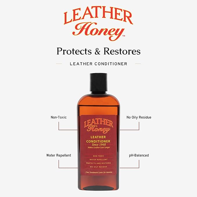 Leather Honey Leather Conditioner & Cleaning Kit for use on Leather Apparel, Furniture, Auto Interiors, Shoes, Bags and Accessories. Conditioner, Cleaner and 2 Lint-Free Cloths.