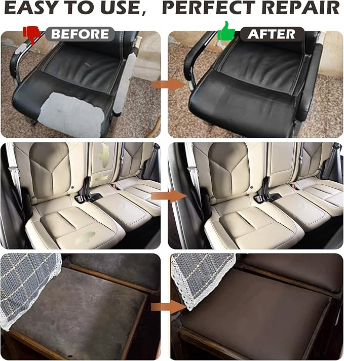 Leather Repair Patch, Self Adhesive Leather Repair, Large Leather Repair Tape for Sofa, Car Seats, Furniture, Cabinets, Chairs, Handbags （Dark Coffee, 16X118 inch)