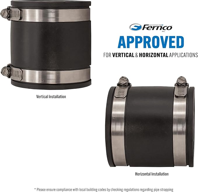 Fernco P1056-3/250 3-in. x 2.5-in. Cast Iron, Plastic and Steel Pipe Flexible Coupling Connector Adapter, 2-Pack