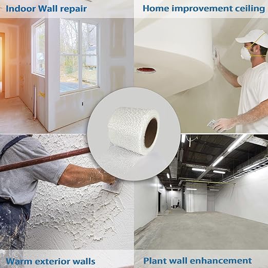 EDSRDRUS Drywall Repair Tape, 4in, Self-Adhesive, 100ft, Fiberglass, for Indoor Wall