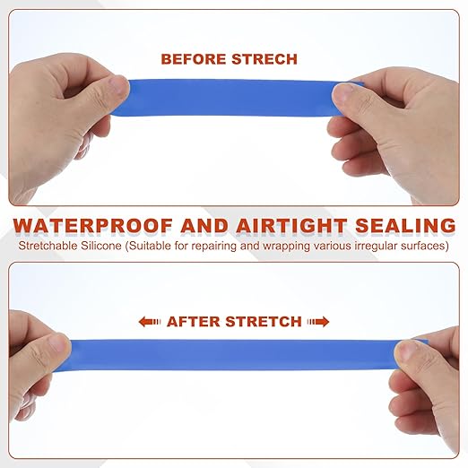 uxcell Self Fusing Silicone Tape, 1" x 10ft Waterproof Water Leak Sealing Tape for Plumbing Pipe Hose Repair Handles, Blue