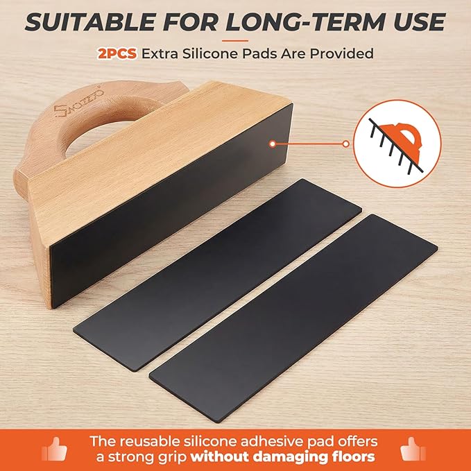 Wooden Floor Gap Fixer Tool Kit,with Comfortable Handle,Heavy-Duty Plank Grabber with 3PCS Washable Pads & 1 PC Hammer,for Repairing Gaps in Laminate,Vinyl, and Solid Wood