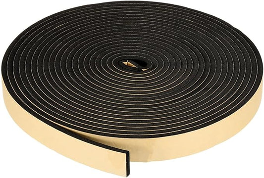 PATIKIL Foam Insulation Tape, 1-3/8" W x 1/4" t x 32.8FT Self Adhesive Weather Stripping Door Seal Strip for Door Window Air Conditioning, Black