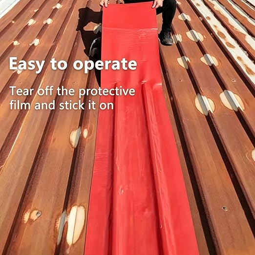 Waterproof Sealant Tape Self Adhesive Rubberized Asphalt Tape for RV Roof Metal Roof Corrugated Roof Leak Repair UV Resistant Heavy Duty Waterproofing Membrane (Red, 7.874in*196.85in)