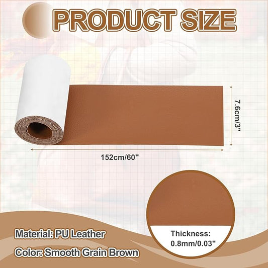 MECCANIXITY Leather Repair Patch 3"x60" Self-Adhesive Leather Vinyl Repair Tape Kit for Furniture Couches Sofa Chair Car Boat Seats Jackets, Smooth Grain Brown