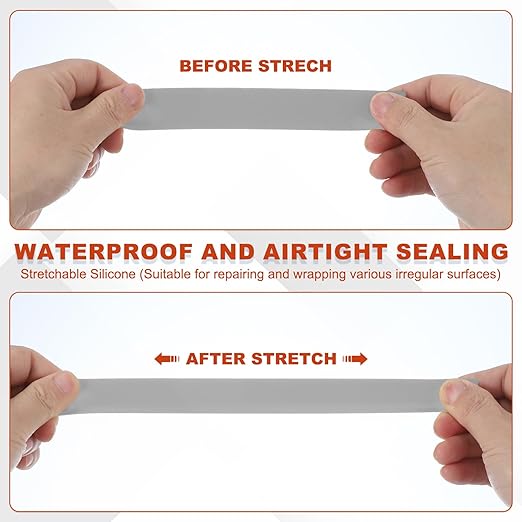 uxcell 2 Pcs Self Fusing Silicone Tape, 1" x 10ft Waterproof Water Leak Sealing Tape for Plumbing Pipe Hose Repair Handles, Grey