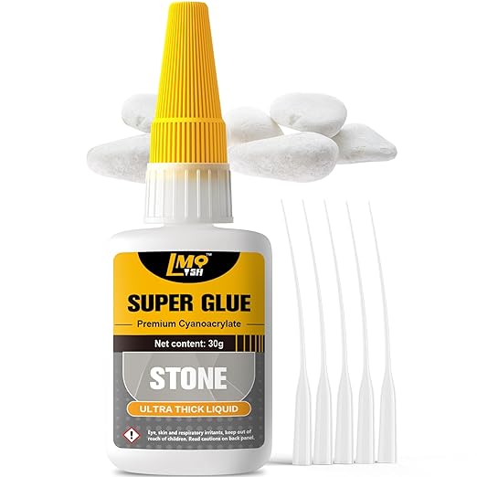 Stone Super Glue Liquid, Clear Instant Cyanoacrylate Adhesive for Stone, All Purpose CA Glue for Shoe Ceramic Repair Plastic Leather Glass Wood Metal Pottery Aquarium Porcelain Fletching Waterproof