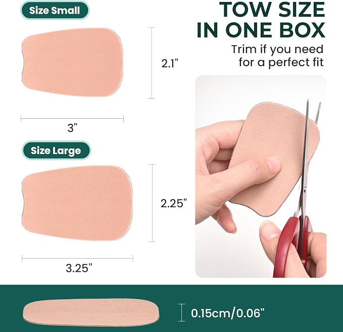 Welnove Tongue Pads Inserts for Shoes - Tow Size in One Pack - 8 Pcs Shoe Padding Cushion Soft Self Adhesive Inserts Filler for Boots, Leather Shoes, Dress Shoes, Loafers - Size S & L