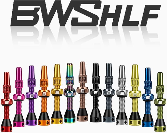 BWSHLF Tubeless Presta Valve Stem 40/44/55/60/65/70/80/100 mm, Super Light Aluminum, Universal MTB/ROAD BIKE, Black/Red/Blue/Gold, 2 Pack