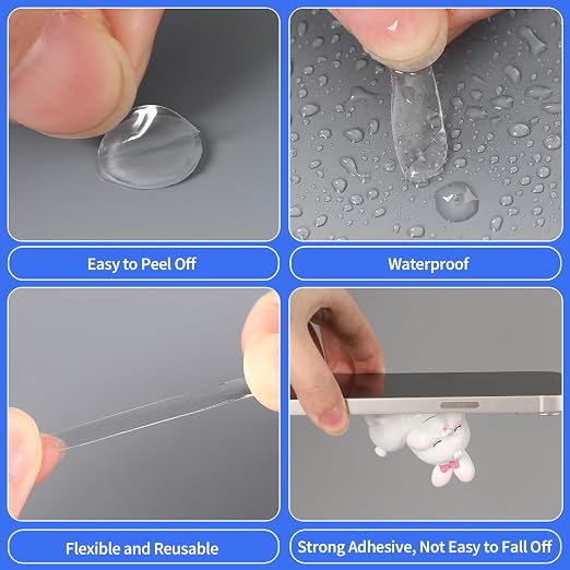 JANYUN 140 Pcs Clear Sticky Tack Dots, 25 mm Putty Clear Tape for Crafts | Round,Waterproof No Trace Sticky Tack Adhesive Tape,Removable Double Sided Adhesive Tape Balloons for Office School DIY