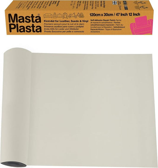 MASTAPLASTA Original Leather Repair Tape - Ivory 47.5in x 12in (120 x 30cm). Upholstery-Quality. Quick and Easy Leather Repair Patch Self Adhesive for Couch, Leather Patches for Car Seats