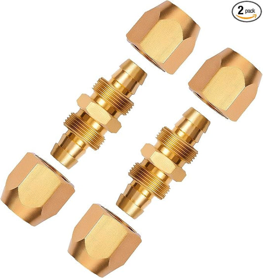 2 Pack Soild Brass HPT Air Reusable Hose Splicer Repair Kit,Air Hose Fitting for 1/4-Inch ID Hose