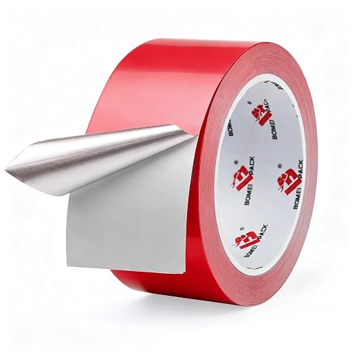 BOMEI PACK Aluminum Foil Tape,Heavy Duty Metal Foil Duct Tape (Red, 2 Inch)