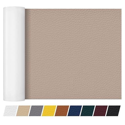 Leather Repair Patch Tape 16×55 inch Furniture Leather Strong Self Adhesive Tape for Sofas Couch Car Seats Cabinets Bags Anti Scratch Patches First Aid Patch Fixing Leather Ivory Grey3.0