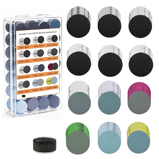 193pcs 1Inch Wet Dry Sanding Discs for Dremel Tool Accessories,60-10000 Grit Hook and Loop Sandpaper for Dremel Polishing Kit,Used for Resin/Rock/Making Jewelry Polishing