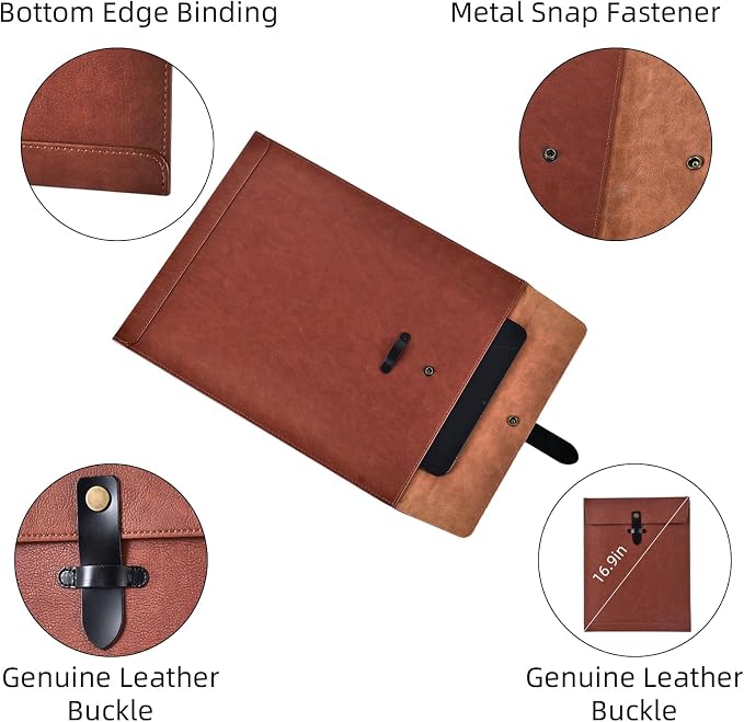 Pink PU Leather File Folder, Snap Closure File Organizer, Important Document Folder, Document Organizer, Laptop Sleeve Notebook Case, Leather Folder A4 Envelopes Filing Folder