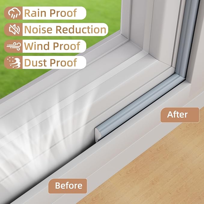 3Pcs×196" Wedge-Shape Foam Window Weather Stripping Door Seal Strip,Soundproofing Frame Insulation Tape for Exterior Front Door,Noise Cancelling Window Inserts,Door Gap Filler Light Blocker,Gray