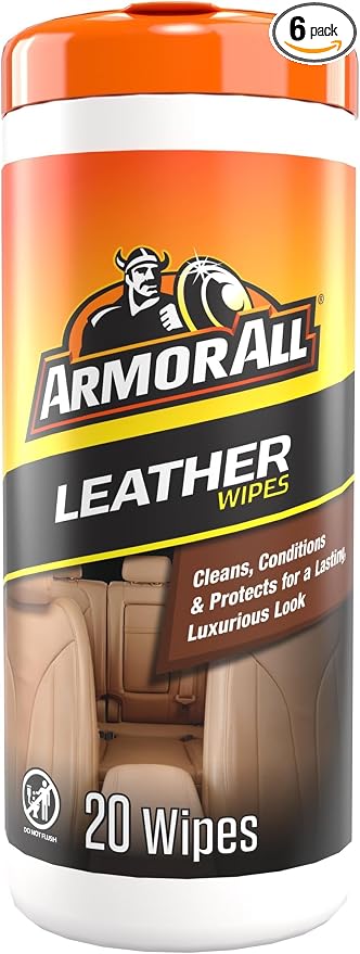 Armor All Leather Car Cleaner Wipes,Canister,Leather Treatment and Car Care,20 Count (Pack of 6)