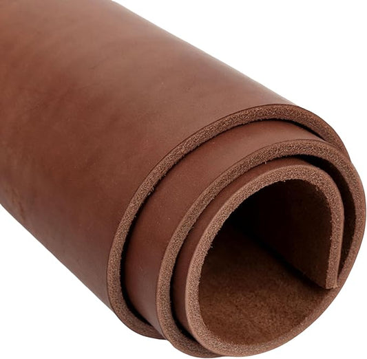 Full Grain Leather Sheet, 4-5mm Thick, Brown Leather, Vegetable Tanned Leather for Crafting, Tooling, Sheath Making (Brown 16 x 32 inches)