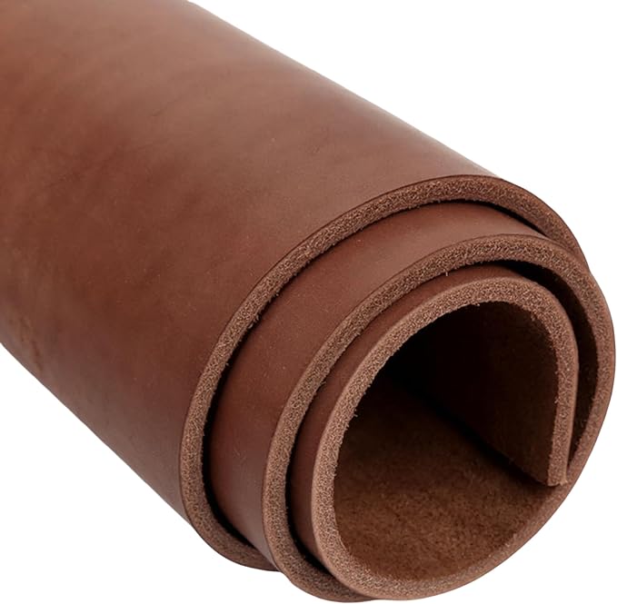 Full Grain Leather Sheet, 4-5mm Thick, Brown Leather, Vegetable Tanned Leather for Crafting, Tooling, Sheath Making (Brown 6 x 12 inches)