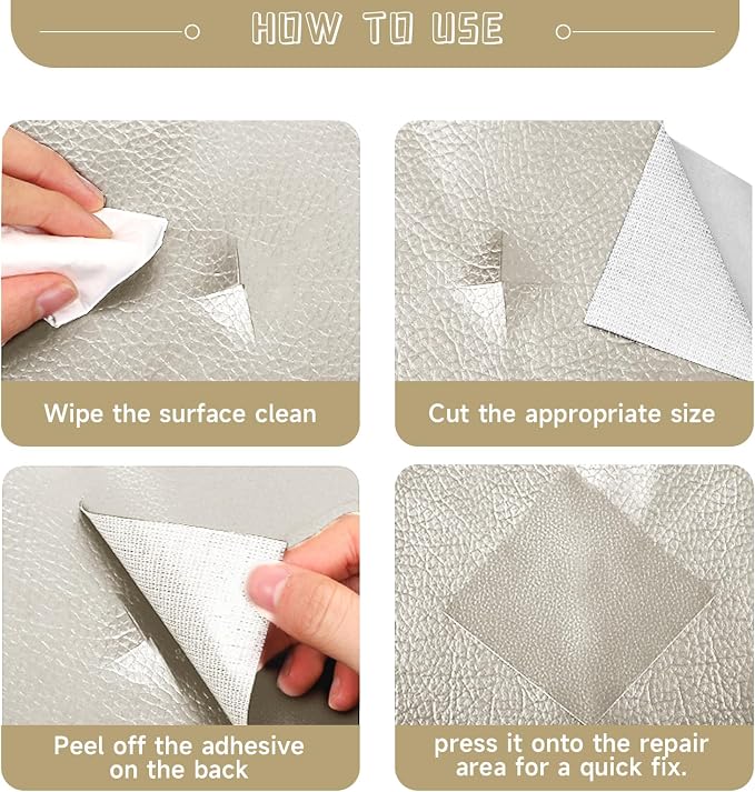 Leather Repair Patch, Self Adhesive Leather Repair, Large Leather Repair Tape for Sofa, Car Seats, Furniture, Cabinets, Chairs, Handbags （Beige, 16X118 inch