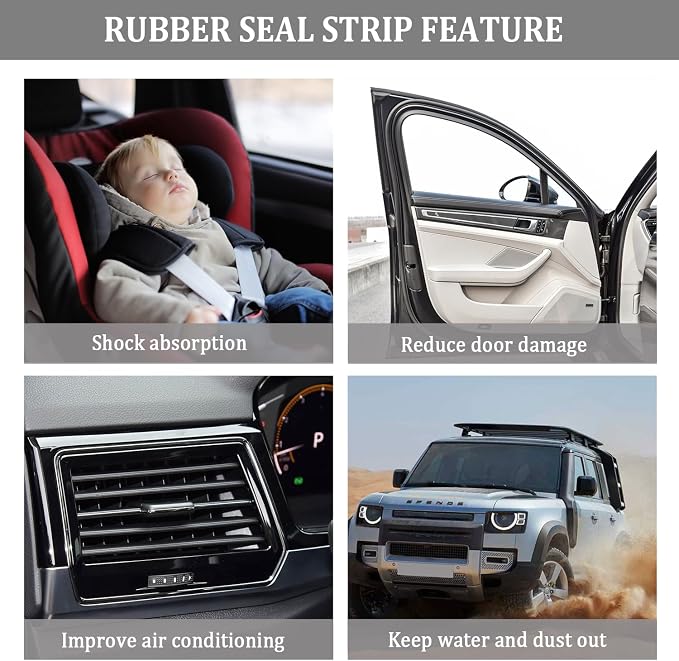 32.8Ft Car Door Seal,Thickened Rubber Automotive Weather Stripping for Hoods,Trunks,Windows,Universal Soundproof Car Weather Stripping Car Accessories for Most Car,Truck,SUV (32.8Ft)