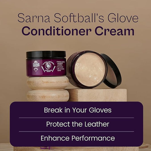 SARNA BASEBALL Glove Conditioner, Cream, 4 Oz – Break in Faster, Keep Leather Maintained – Glove Conditioner for Mitts & Softball Gear Made in USA