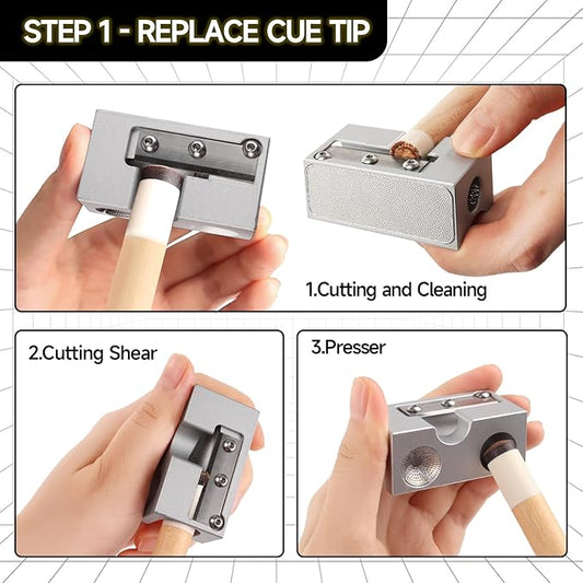 GSE Games & Sports Expert Billiard Pool Cue Tip Tool, Stick Scuffer/Shaper/Aerator/Joint Protector Tool, Billiard Accessories