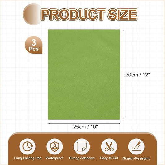 MECCANIXITY 5 Pcs Leather Repair Patch 10"x12" Self-Adhesive Leather Vinyl Repair Tape Kit for Furniture Couches Sofa Chair Car Boat Seats Jackets, Light Green