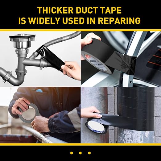 Lichamp 6 Rolls Heavy Duty Thicker Black Duct Tapes, 17 mil No Residue Duct Tape for Packaging Taping Sealing Repairing Tying, Wide Tape for DIY or Commercial Use, 2 Inches x 25 Yards, B206BK
