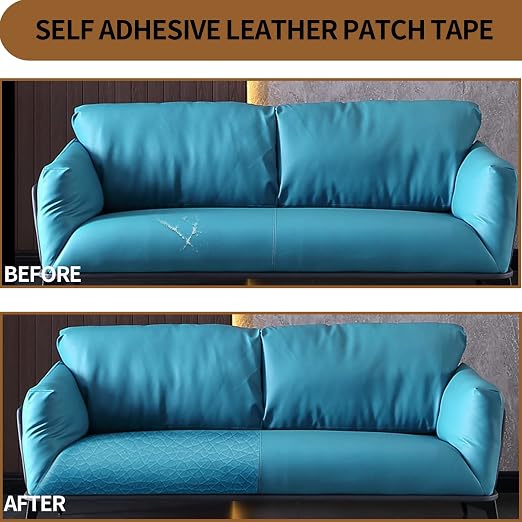 Oversized Leather Repair Tape, Adhesive Repair for Leather,17.7 x 78.8inches, for Sofas, car Seats, Furniture, Bags, Jackets, Armchair Tear Repair Patches (Sky Blue)