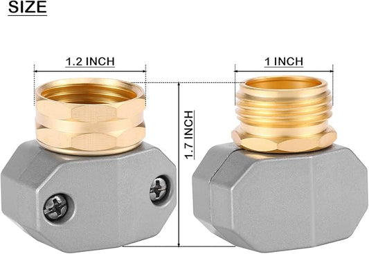 Garden Hose Repair Kits, 2 Sets Aluminum Alloy Water Hose Connector, Fit 3/4" and 5/8" Garden Hose, Male and Female Hose End Repair Fittings Replacement, Hose Mender Kit