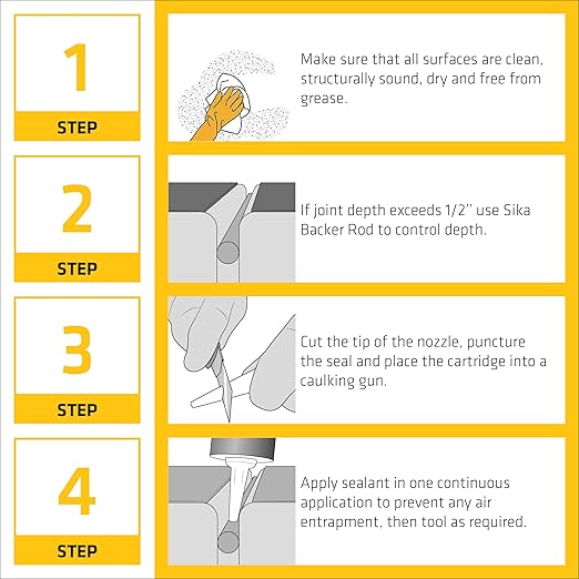 Sikaflex Mortar Fix, Limestone, Polyurethane sealant for Repairing Damaged Mortar, Joints and Gaps. Sealing Mortar Cracks 10.1 fl. oz Cartridge (Pack of 1)