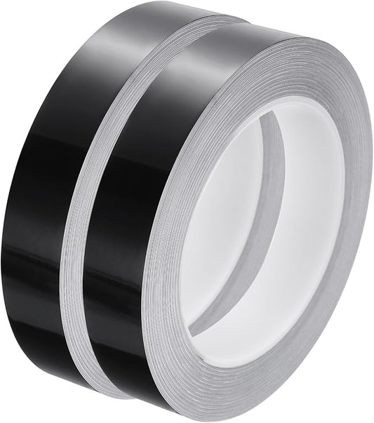 HARFINGTON 2Pcs Floor Tiles Black Foil Lines Metallic Mirror Tape 0.79" x82 Ft Ft Self Adhesive Decor Floor Wall Seam Sticker Waterproof Gap Sealing Tape for Kitchen Bathroom Cabinet
