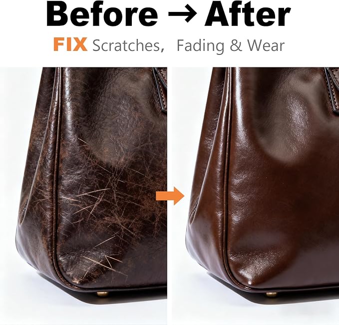 Dark Brown Leather Repair Kit, Dark Brown Leather Recoloring Balm, Leather Dye - Restore & Renew Scratch, Faded and Aged Leather & Vinyl Couches, Boots, Car Seats or Leather Furniture
