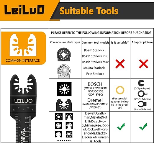 LEILUO 10 Pcs Titanium Multitool Blade Kits for Wood Nails Drywall Cutting Oscillating Saw Blades Universal Oscillating Tool Accessories with Storage Bag Compatible with DeWalt Makita Dremel and More