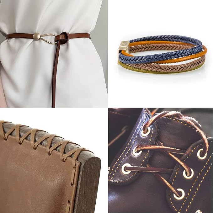 Ringsun 1/2 Inch Wide Flat Leather Straps for Crafts, Full Grain Leather Strips Cord String for Crafts, Tooling (2mm Thick 72.5 Inches Long Black Coffee)