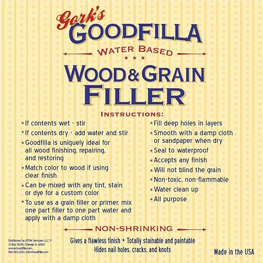 Goodfilla Red Oak, 8 oz, Wood and Grain Filler, Stainable, Tintable, Sandable, Zero Waste, Non-Toxic, USA Made